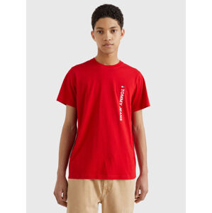 Tommy Jeans pánské červené tričko ENTRY VERTICLE - XL (XNL)